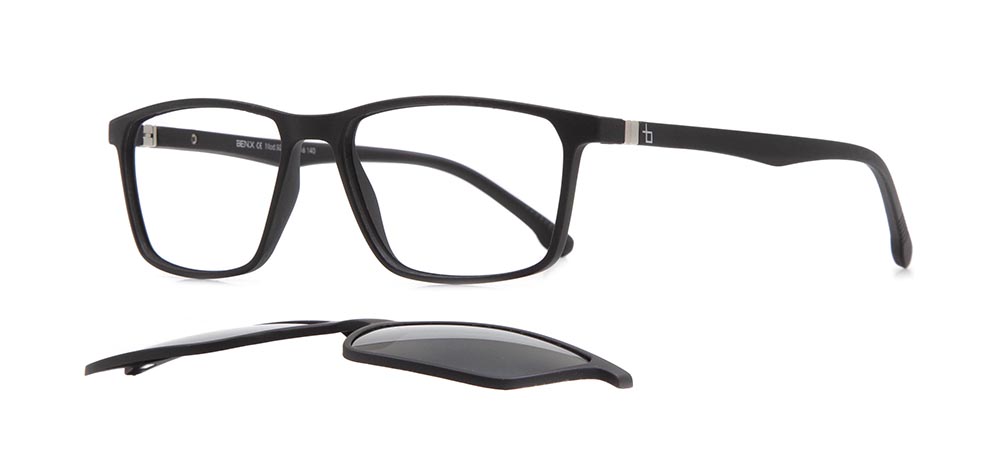 BENX FANTASIA Clipon Teenage Man Rectangular Full-Rimmed Ultem Polarize BXTR90 924-M06